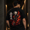 murn-gabimaru-warrior-graphic-tshirt-black-model-back MURN black Gabimaru warrior graphic T-shirt worn by model showing back design